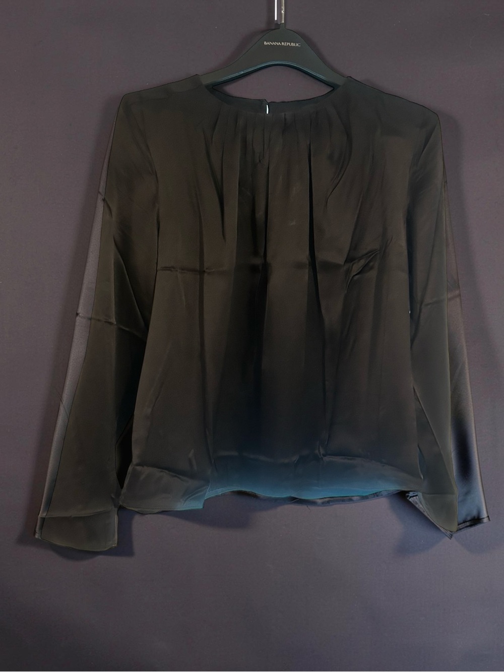 Banana Republic Dark Chocolate colour Long-Sleeve Pleated Front Blouse